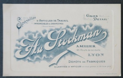 Carte de visite AU STOCKMAN Gabardine LYON visit card, occasion d'occasion  Nantes