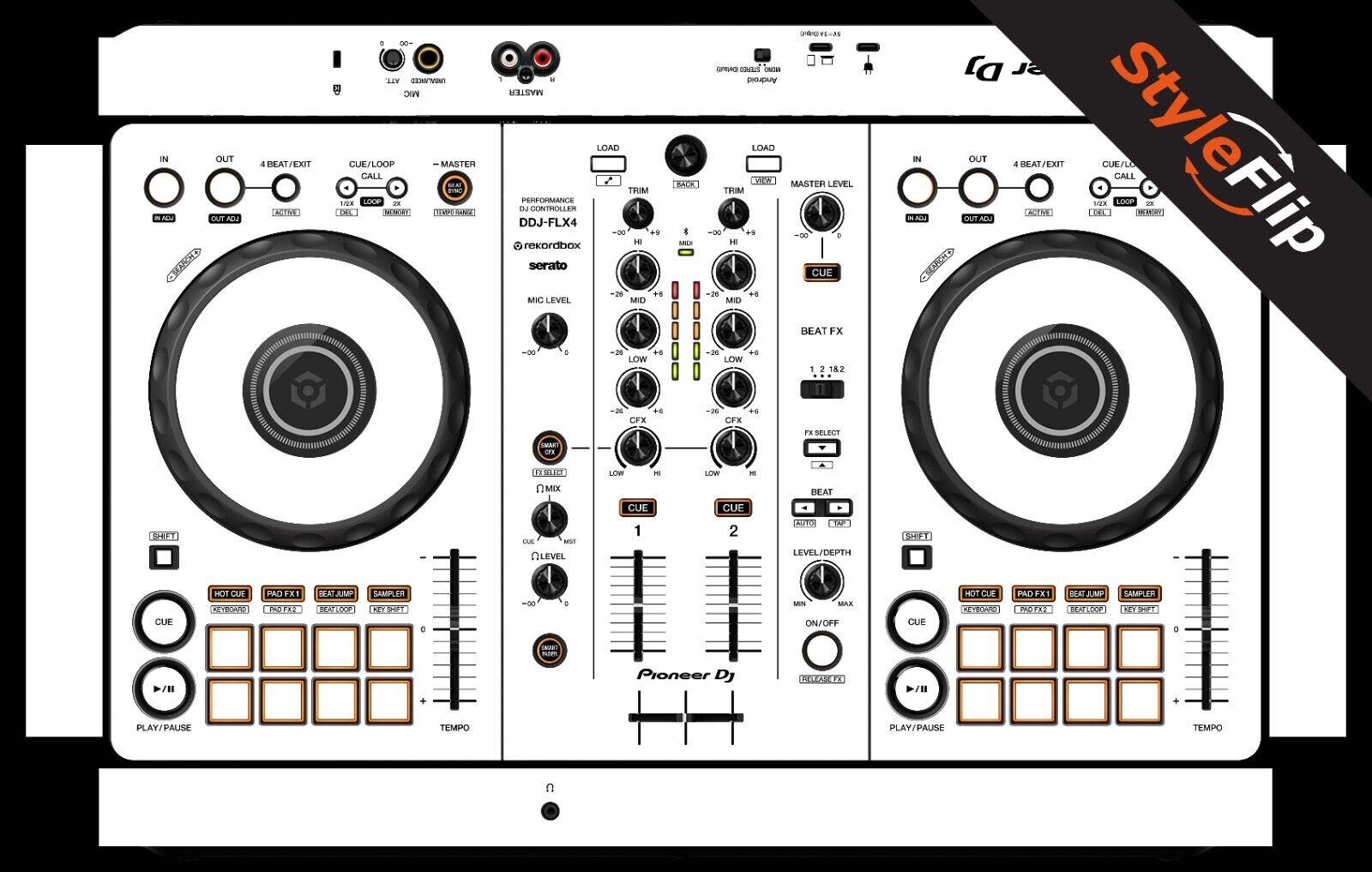 Pioneer DDJ-FLX4 Skin | Color White | Protective Decal Pioneer DDJ-FLX4 Skin | Color White | Protective Decal