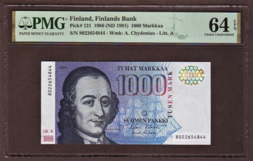 FINLAND  1000 Markkaa  1986  (ND 1991)  Litt. A      PMG 64 EPQ