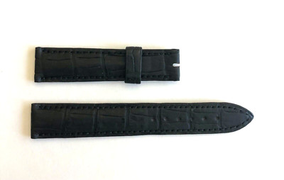 Breguet Watch Band Crocodile Leather Unique Matte Black 18mm Lugs x 16mm