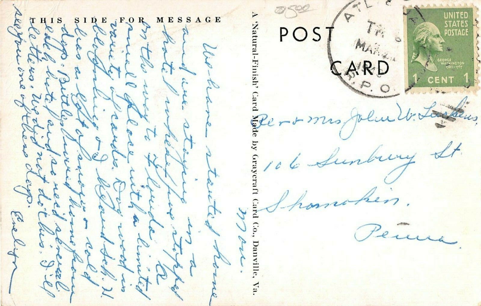 1940's Baptist Church Baxley GA post card