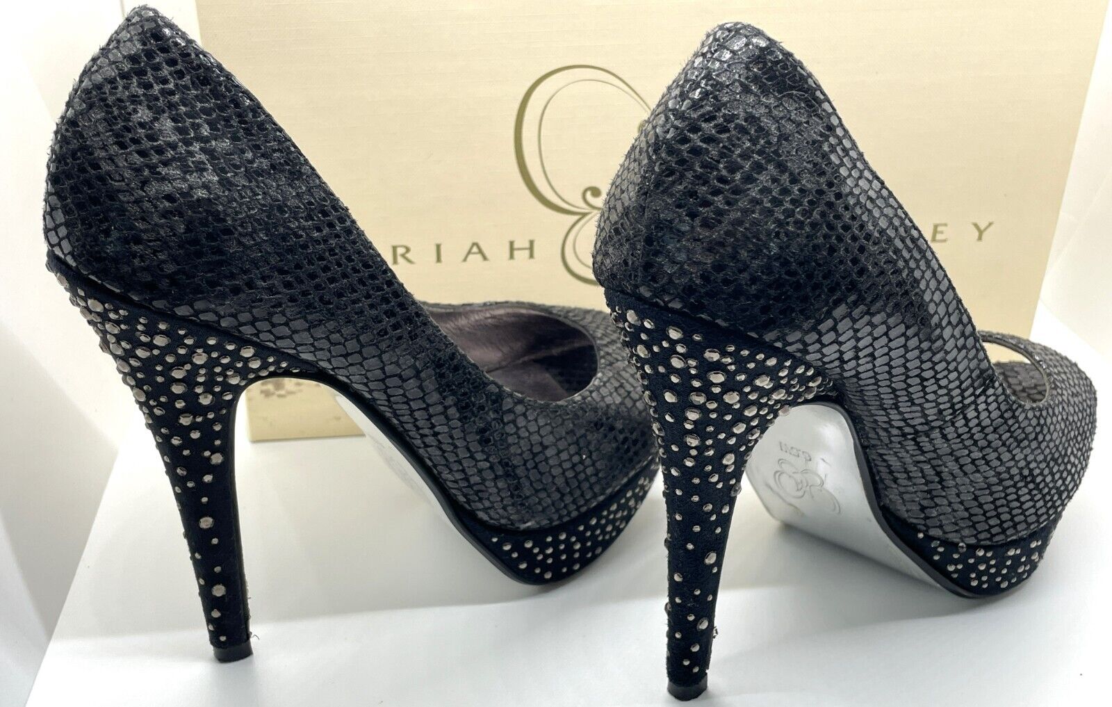 Mariah Carey Open Toe Stiletto High Heels Black Rhinestone Mariah Carey Open Toe Stiletto High Heels Black Rhinestone