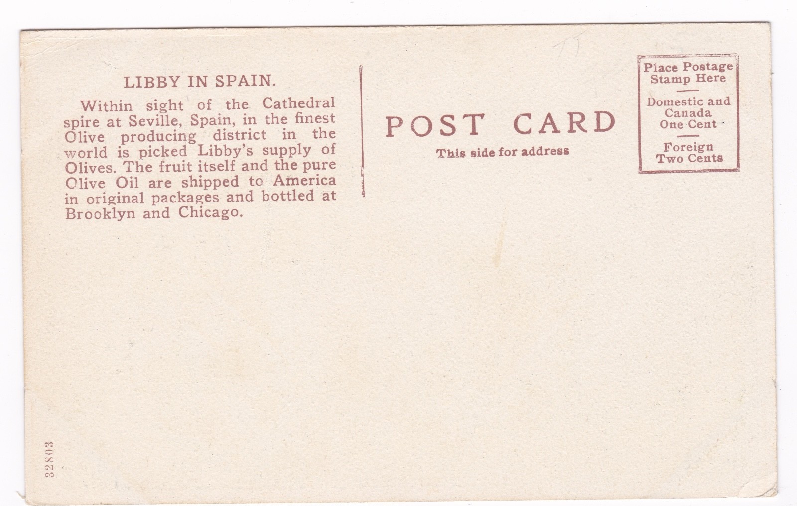 Postcard Libby Olive Orchard Seville Spain Libby Advertising A5