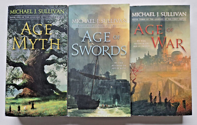 Age of MythSwordsWar Book Lot of 3 - Michael J Sullivan PB - GOOD