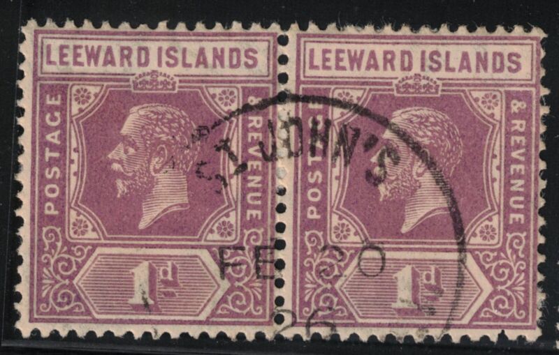 1922 Leeward Islands Scott 64 1d Deep Violet Pair Used