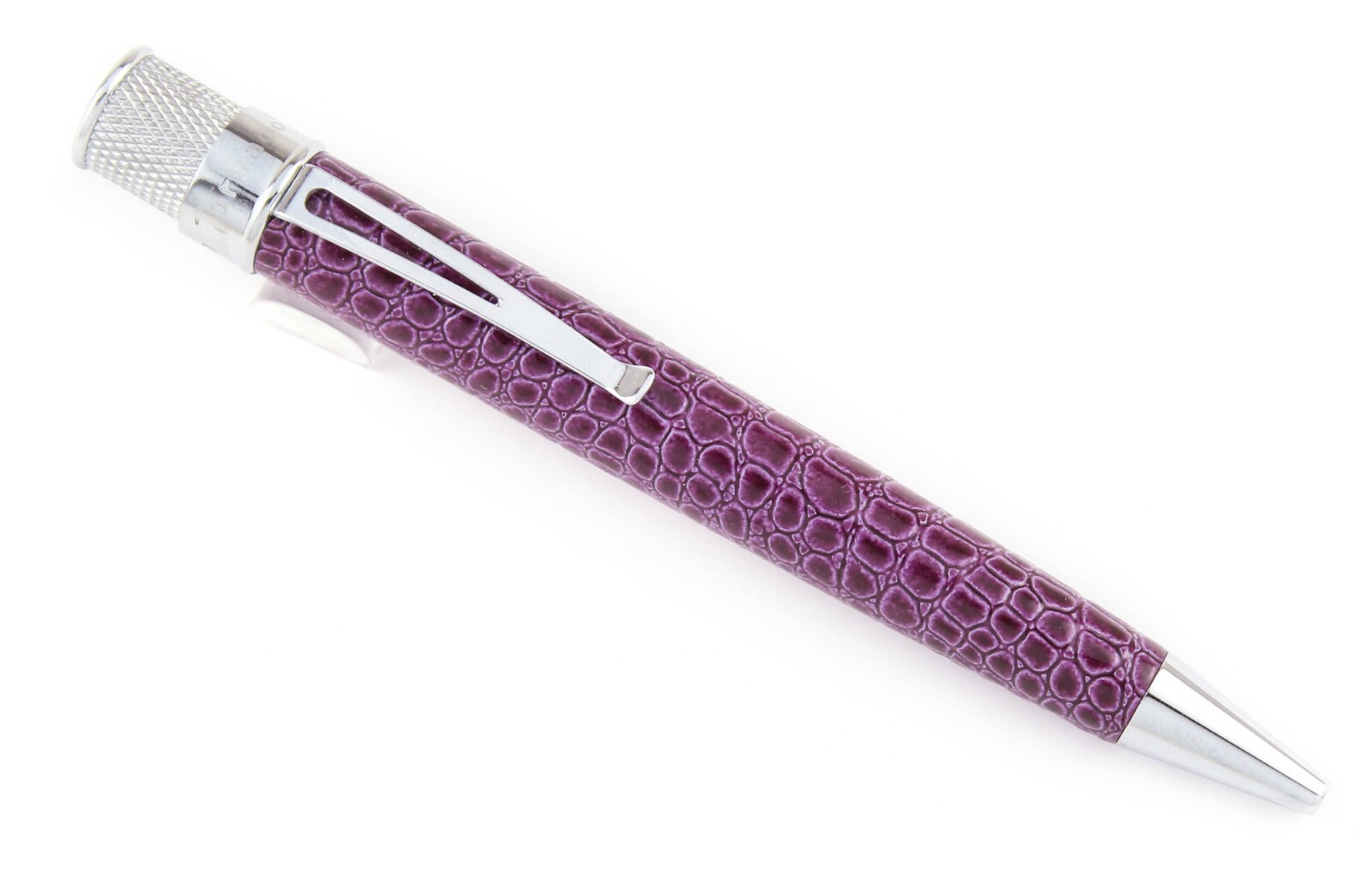 V4201  ペンタクル TP02 2mvetro Retro 51 Tornado Purple Croco Leather Deluxe Rollerball Pen