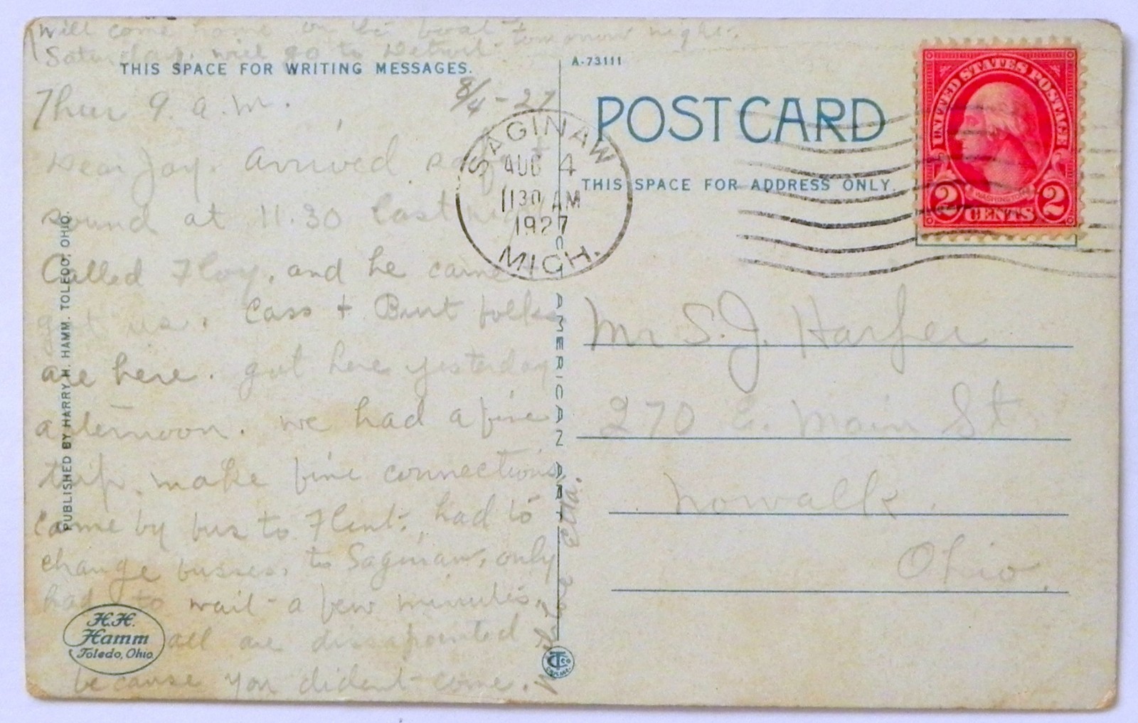 Masonic Temple, Saginaw, Mich 1917 and 1927 2 Postcards / stamps  C302