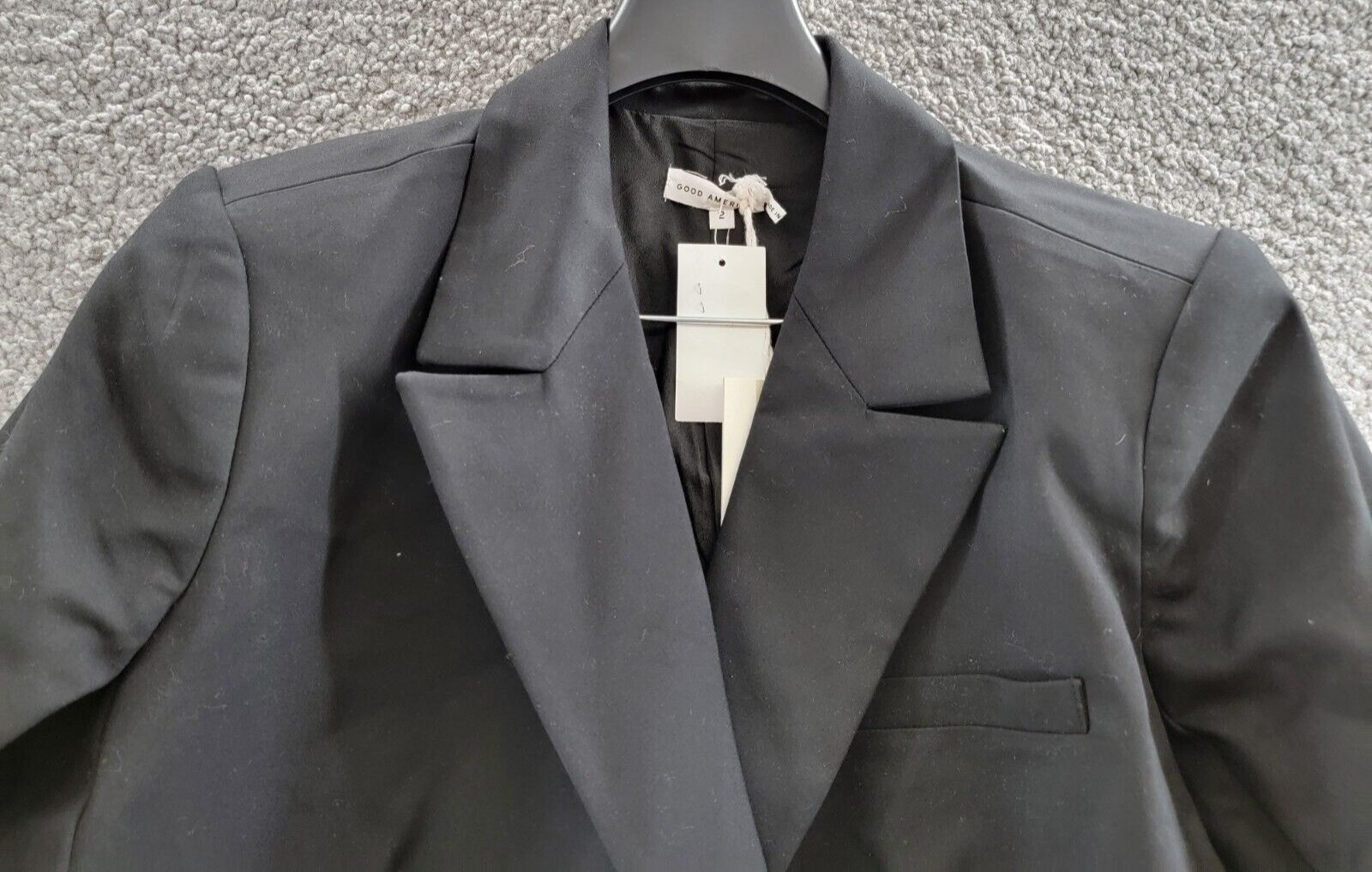 Good American The Boss 2.0 Double Breasted Blazer Women's 2 Black Button Front - Picture 3 of 20