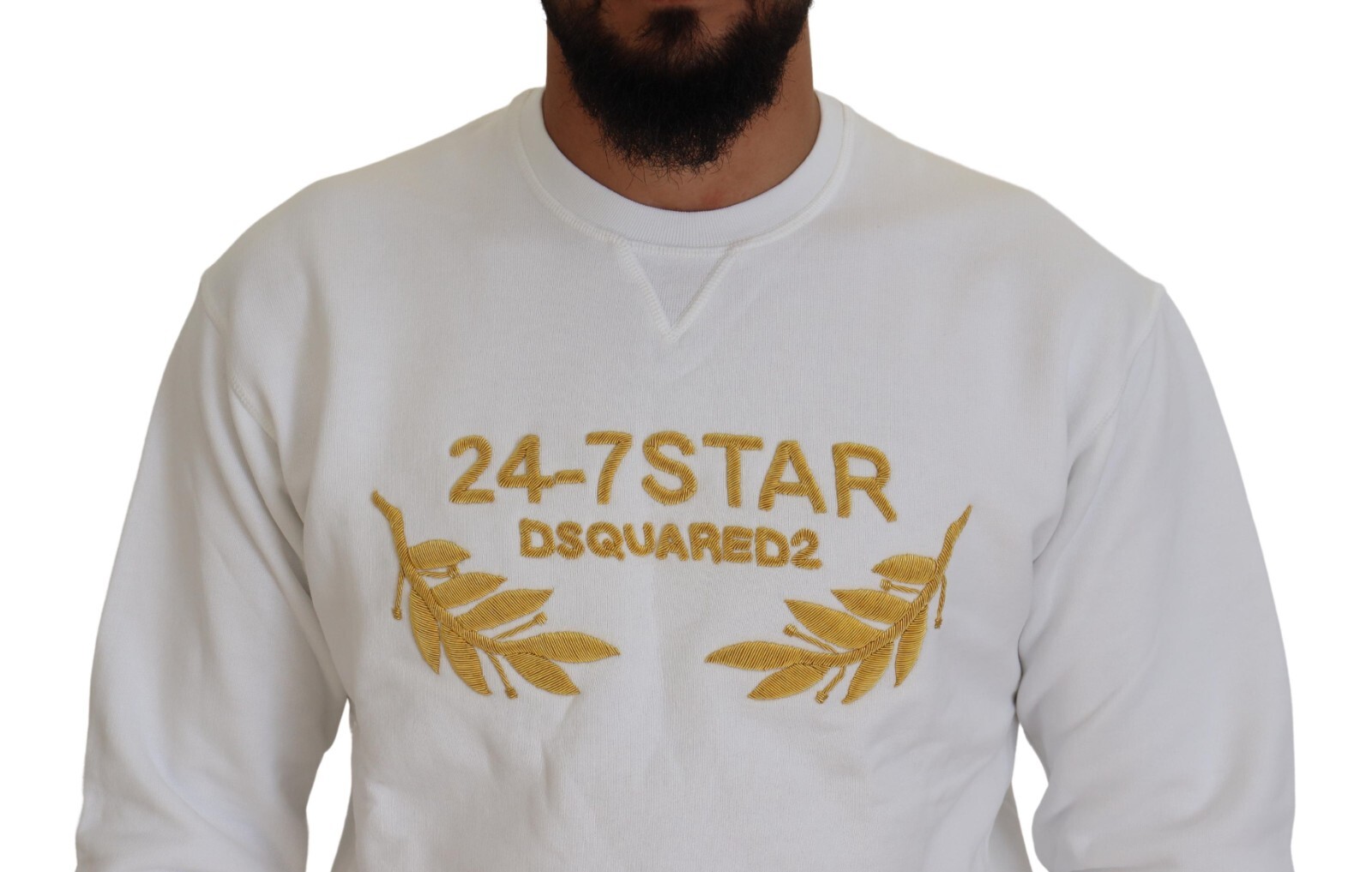 Pre-owned Dsquared2 Sweater White Embroidered Crewneck Sweatshirt It46/us36/s Rrp 660usd