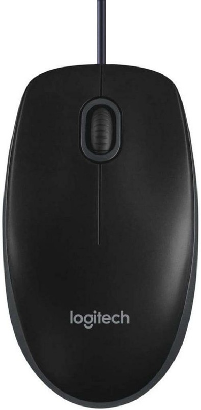 Logitech B100 Maus mit Kabel, USB-Anschluss, 800 DPI Optischer Sensor, 3 Tasten,