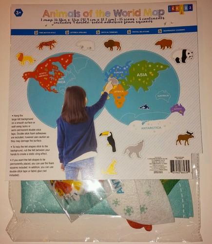 New Animals Of The World Felt Map-teacher-classroom-prek-1st Grade