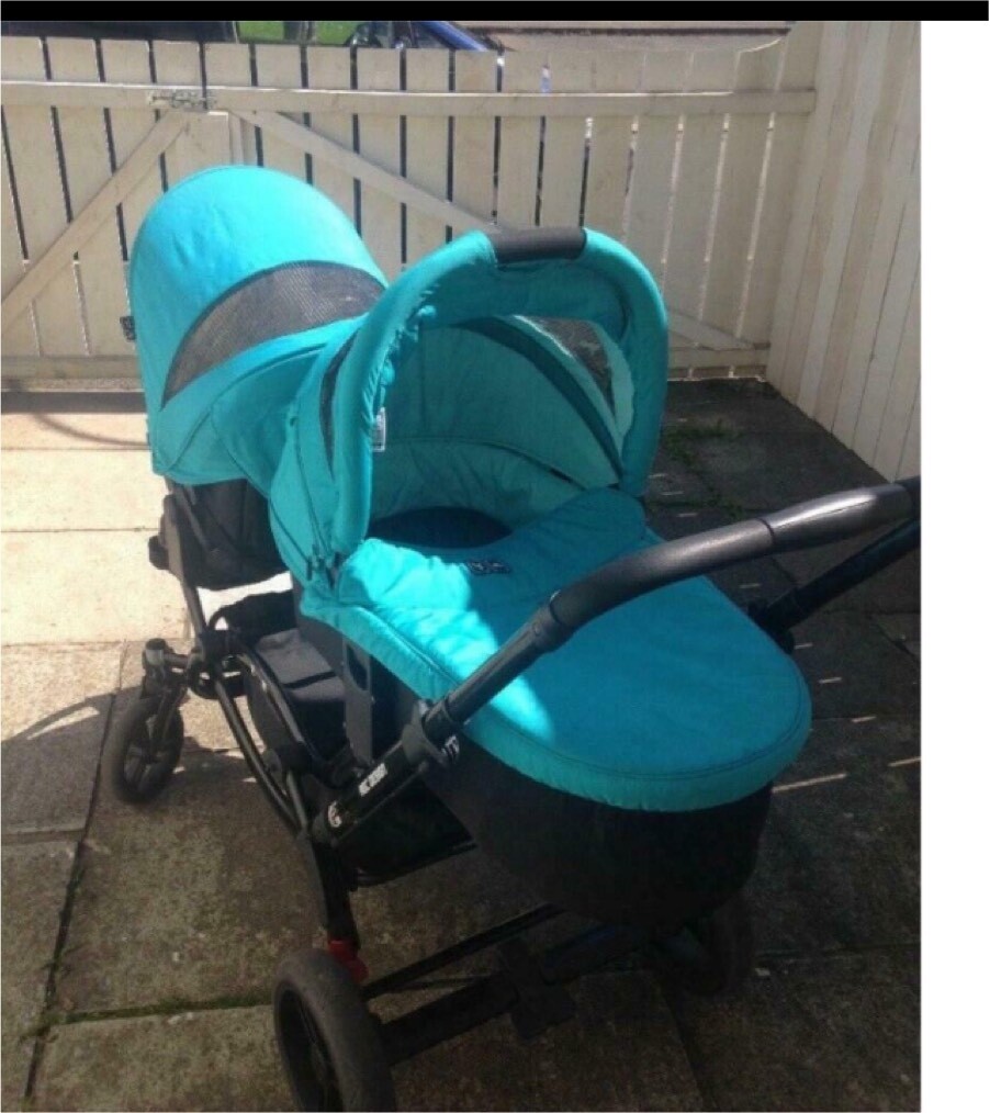 Double pram stroller buggy twin tandem Moses basket suitable from birth