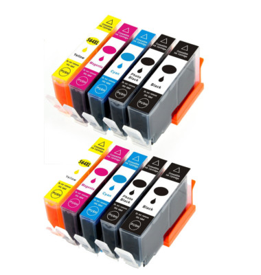 10 PK Print Ink Compatible w/ smart chip for 564XL Photosmart C6375 C6380 D5445