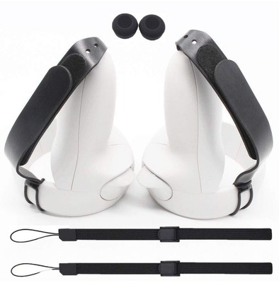 Knuckle Straps with Wrist Straps & Thumbstick Covers for Oculus Quest 2 VR | ...