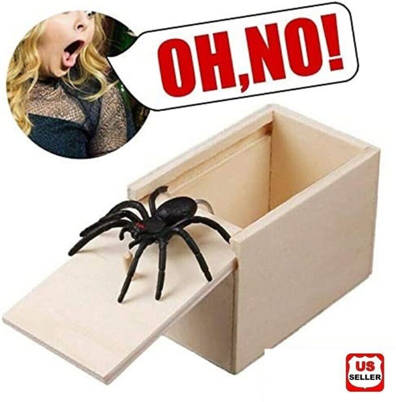 Wooden Prank Spider Scare Box Hidden in Case Trick Play