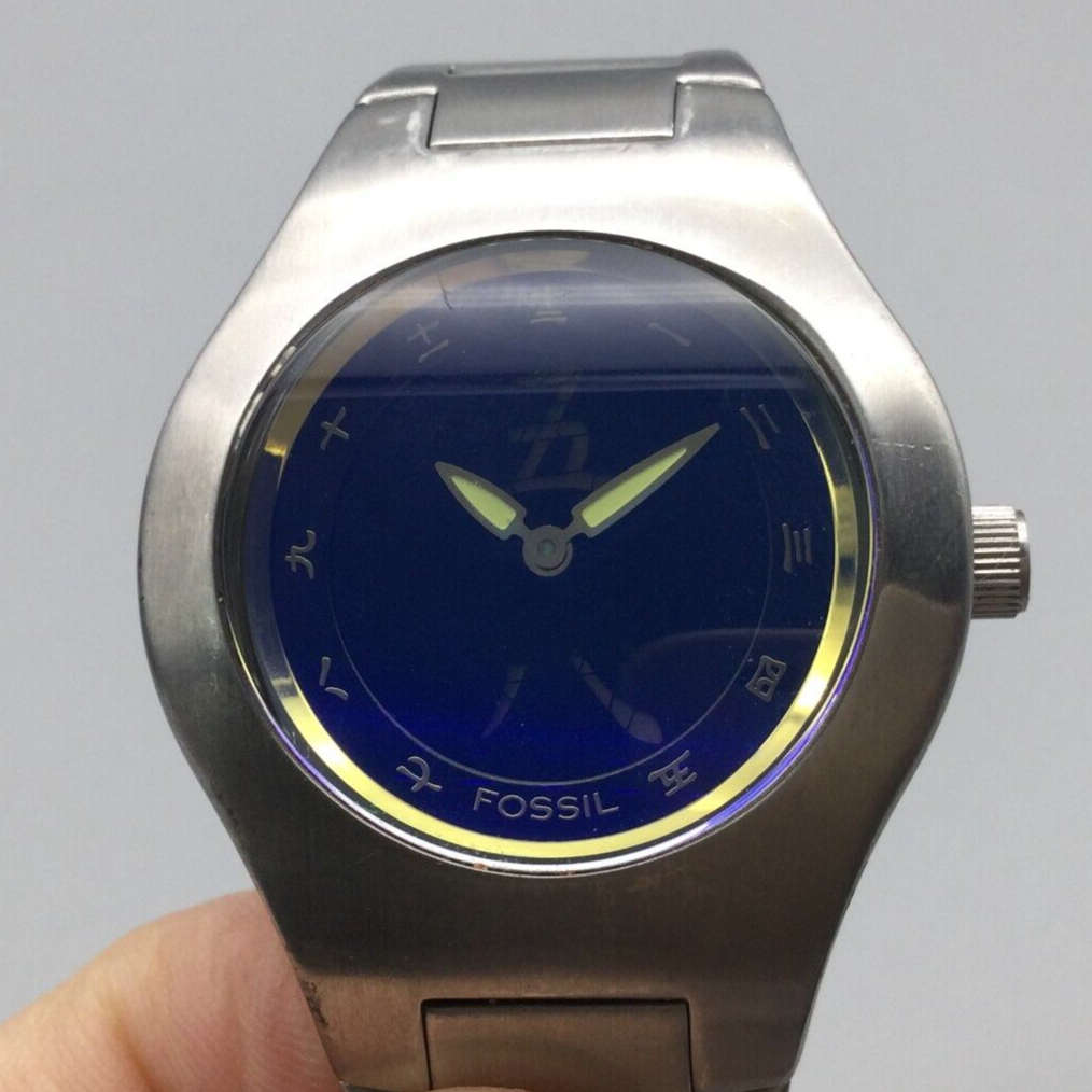 Fossil big tic ジャンク Fossil Big Tic Watch Men Kanji Chinese Animation Silver Tone