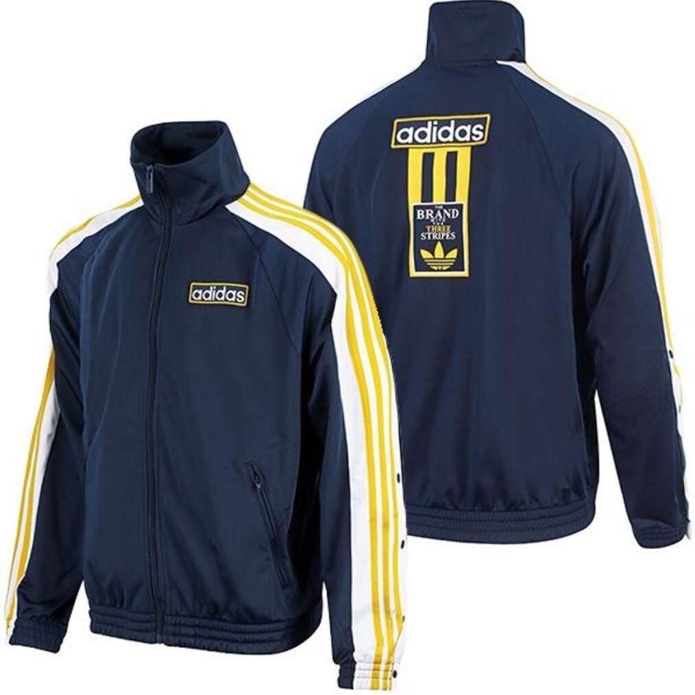 Adidas スリーストライプベンチレーション 半袖 Track Jacket VTG Adidas Track Jacket Mens L Blue 3 Stripes Full Zip