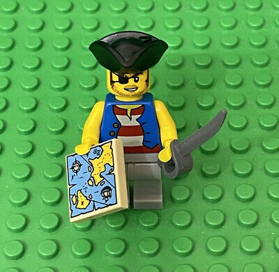 Lego Pirates of Barracuda Bay Quartermaster Riggings Mini Figure With Map,sword