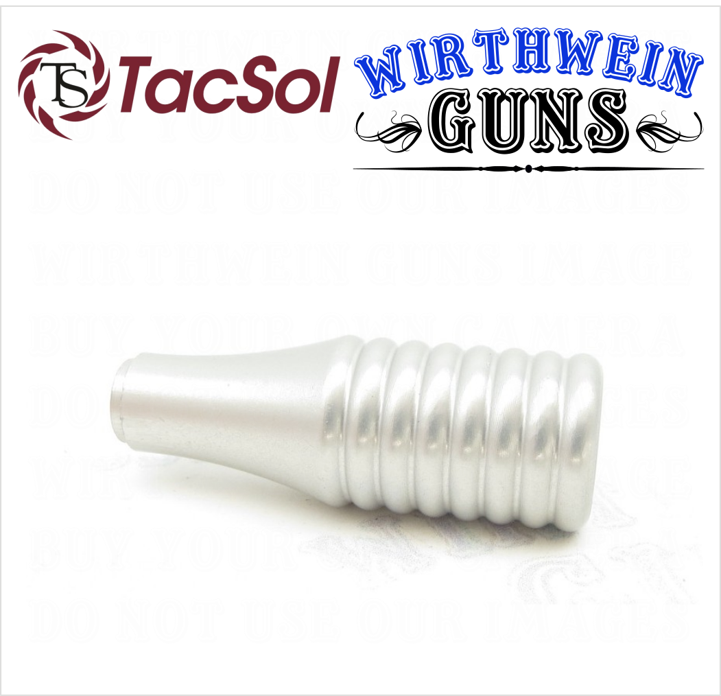 EntirelyCrimson Ribbed Charging Handle for TacSol X-Ring Silver