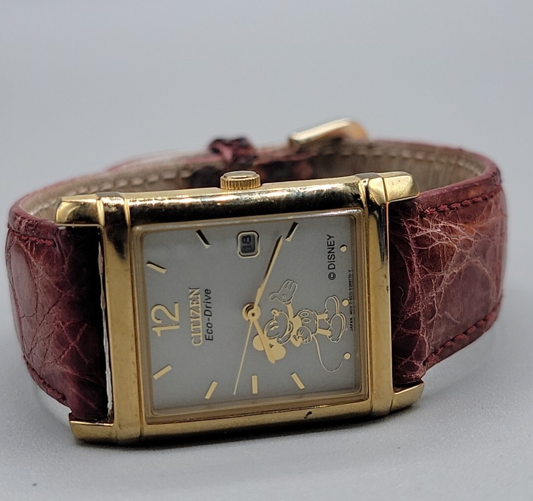Citizen Disney Eco-Drive Watch Ladies Mickey Mouse 25mm MOP Dial Gold Tone Day 