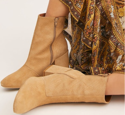178 Free People Nicola Boot Sand Beige Block Heel Size EU 39 US 8.5 9 NWB