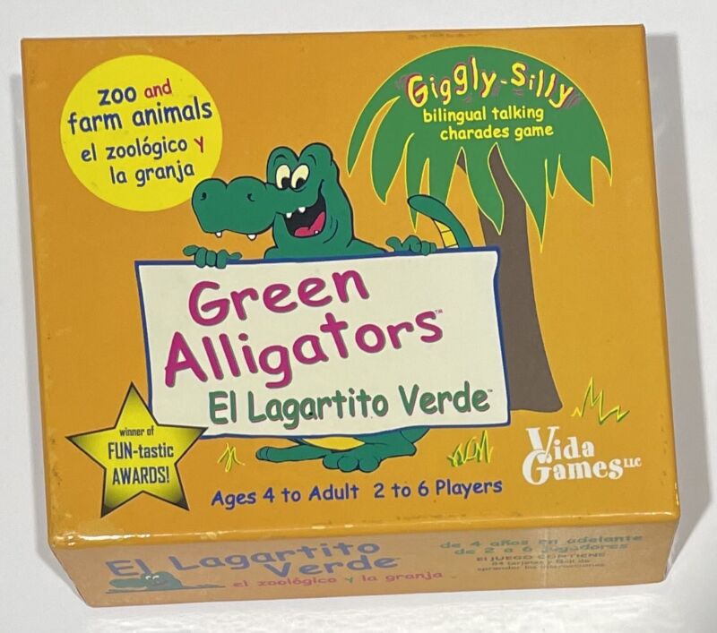 Green Alligators Bilingual English Spanish Cards - Zoo & Farm Animals - Vida