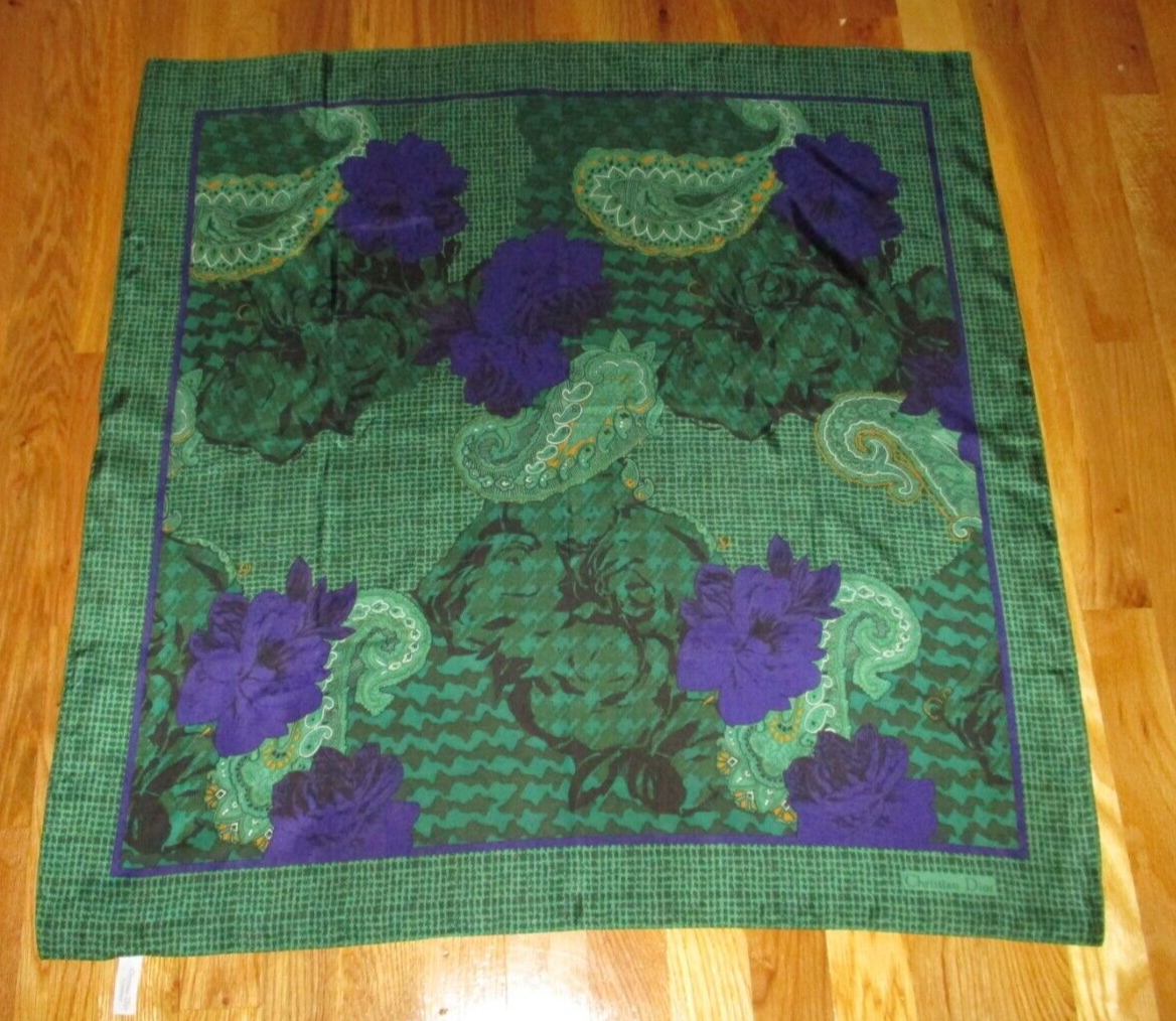 Christian Dior Green Violet Blue Paisley Floral Houndstooth
