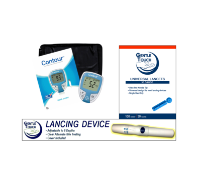 Bayer Ascensia Pink Contour Meter (Open Box) with Lancet and Device