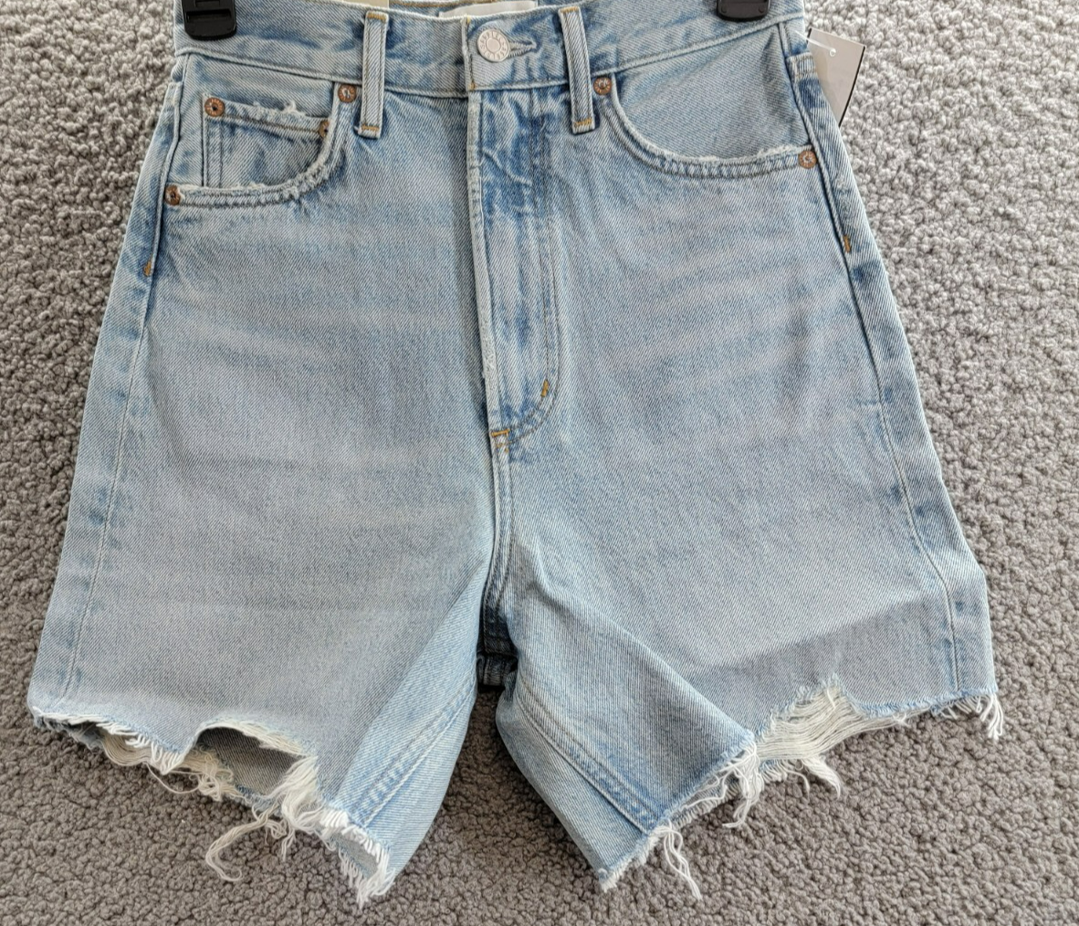 Agolde Stella High Rise Baggy Denim Shorts Women's 23 Agreement Button Zipped - Picture 2 of 18