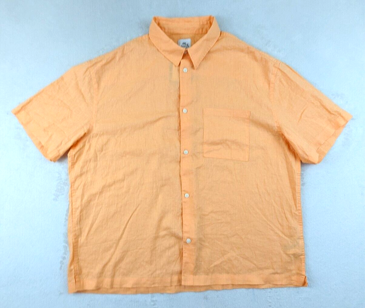 【Mサイズ】Polyester Linen Field H/S Shirts H&M sz XXL Shirt linen blend bright orange ss buttons men