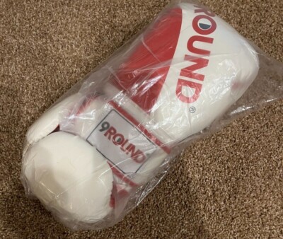 9Round Boxing Gloves - White & Red Color Scheme; One Size Fits All