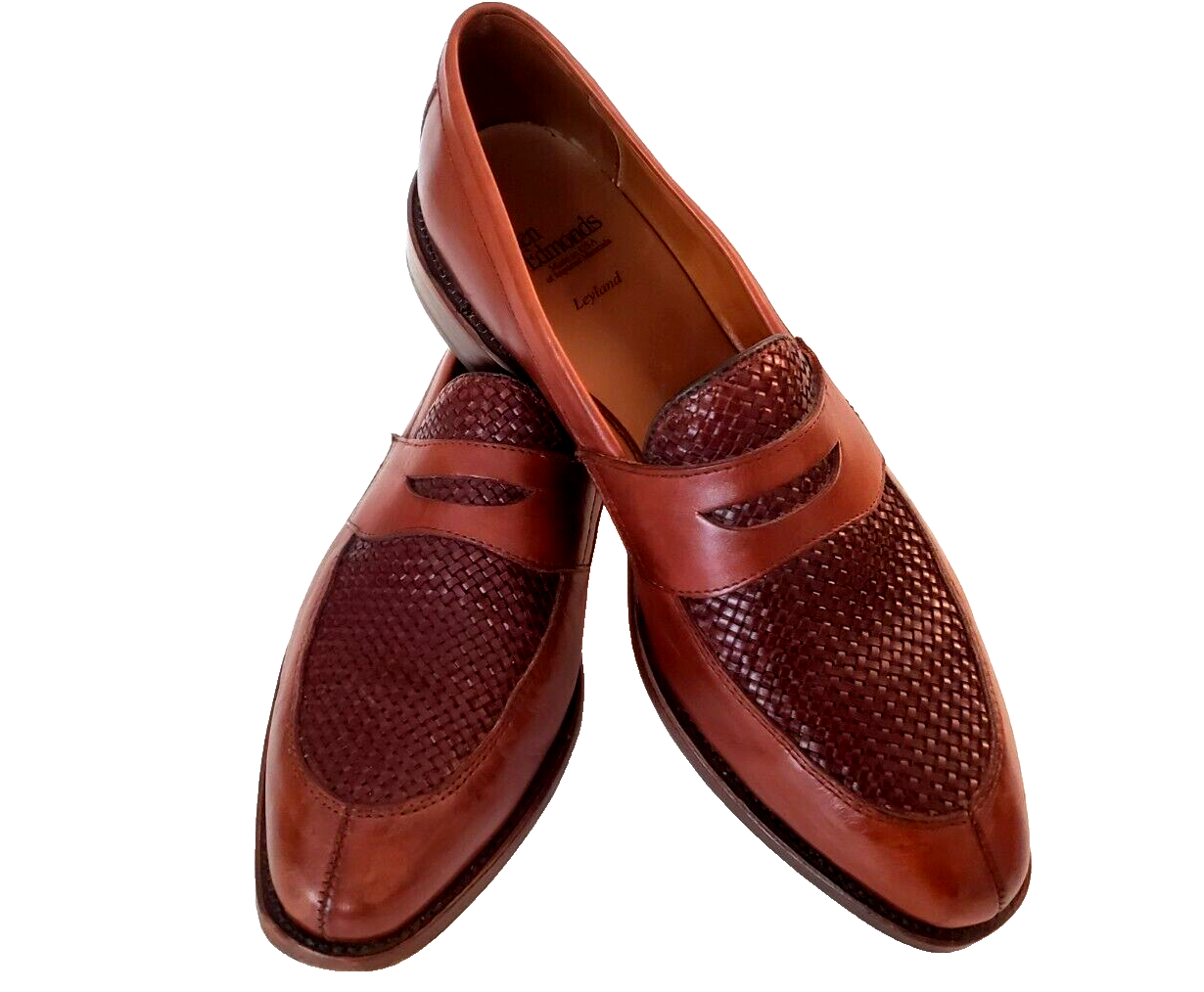 Allen Edmonds Leyland Woven Penny Loafers Split Toe Leather