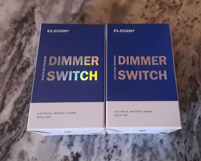 Lot Of Two (2) ELEGRP Slide Dimmer Rocker Switch for 300W Dimmable LED CFL White