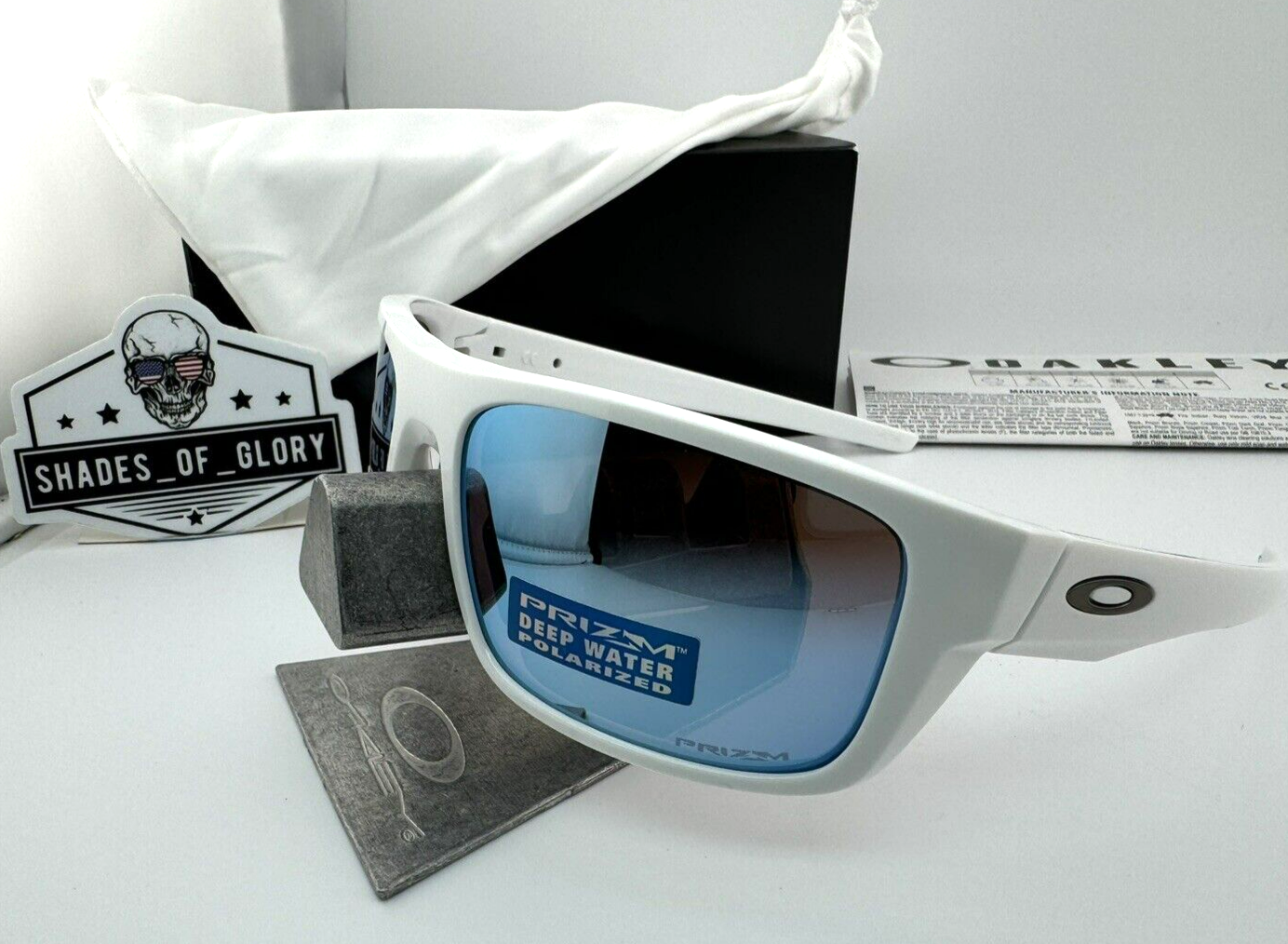 Pre-owned Oakley Drop Point Polished White Prizm Deep Water Polarized Sunglasses Oo9367-14