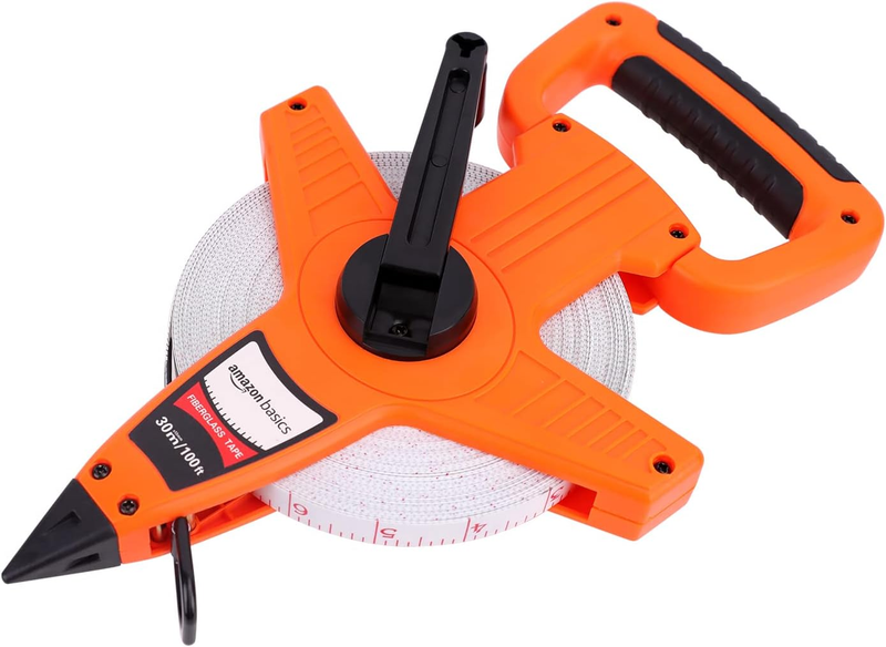 Amazon Basics Open Reel Fiberglass Measuring Tape, Versatile, Reliable, Shock-Ab