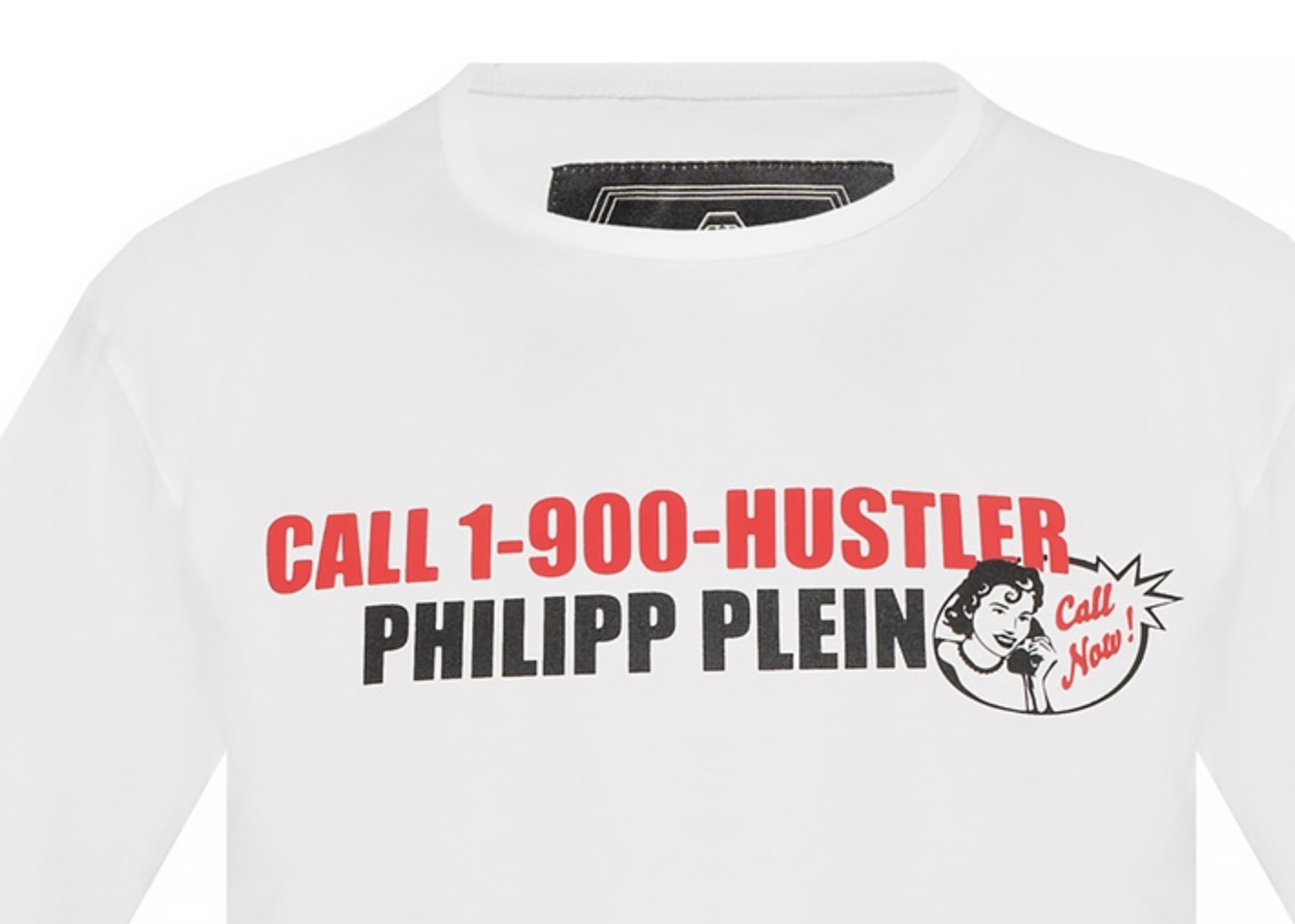 Pre-owned Philipp Plein Platinum Cut Call Hustler Logo Shirt Round Neck T-shirt M In White