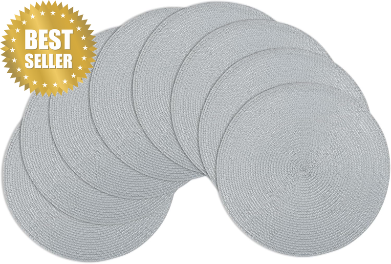 15 Inch round Braided Placemats Set of 8, Washable Cotton Polyester Table Mats,