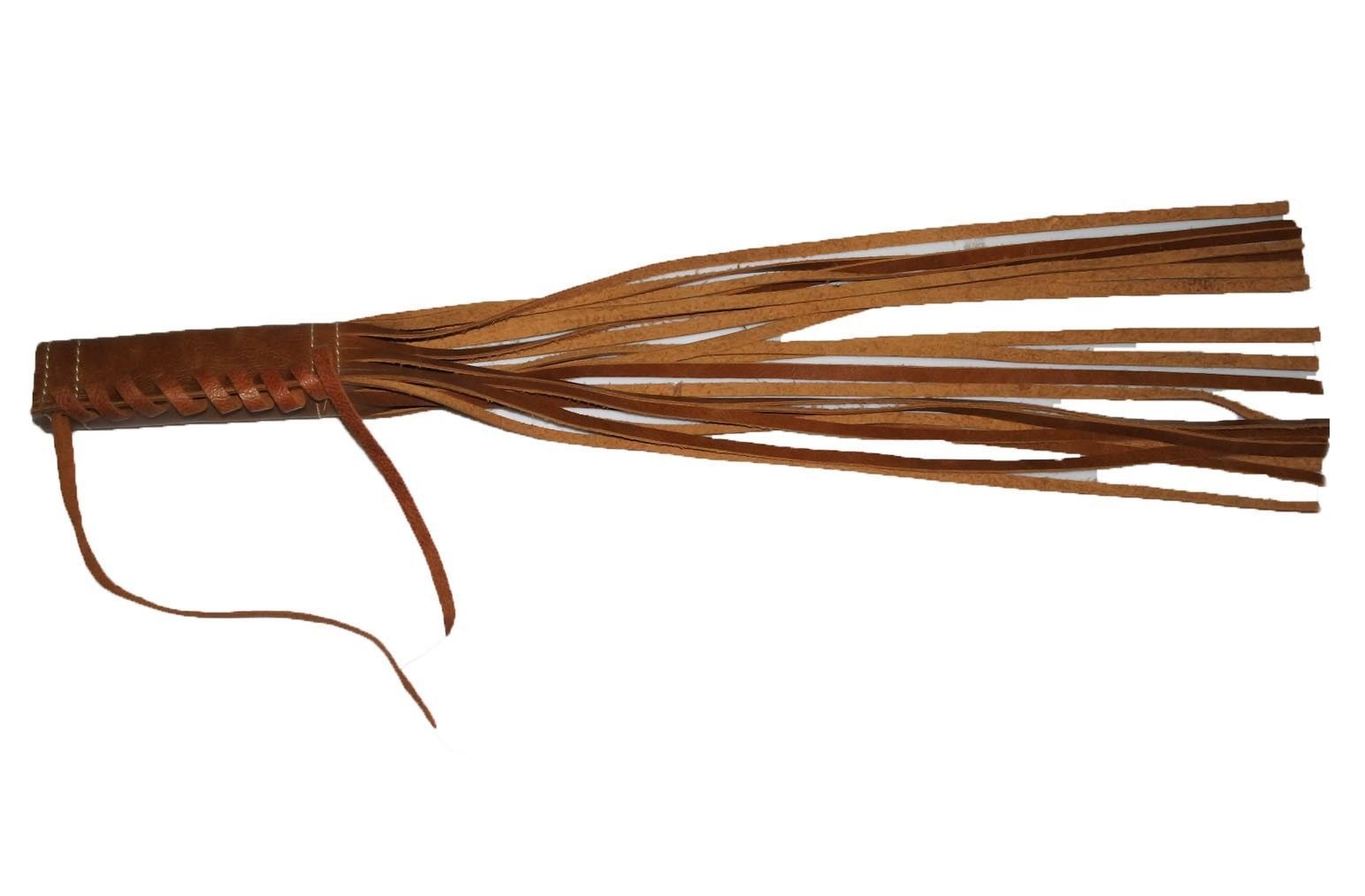 Indian Chief Handlebar Grip Cover Fringe Tassel Genuine Tan Leather 