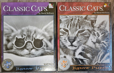 Classic Cats Jigsaw Puzzles: Poppa Puss, Kool Kat. 500 Piece by David McEnrey.