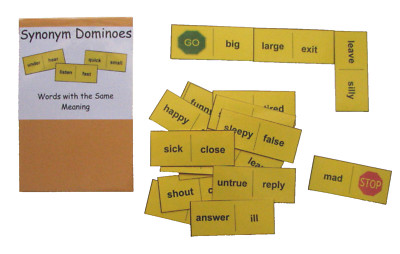 Educational Literacy Center Learning Resource Game Synonym Dominoes