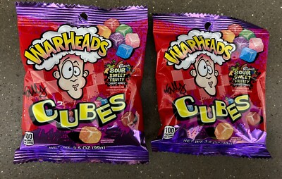 Warheads - Sour Sweet Cubes, Soft Chewy Candy 3.5oz Bag Lot of 2