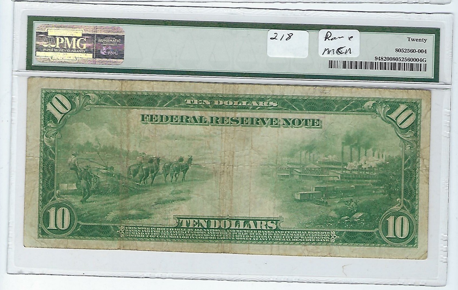 Fr 948 1914 $10 San Francisco FRN PMG 20  Burke/McAdoo TOUGHER NOTE List $450