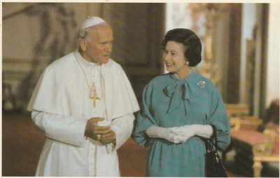 ***ORIGINAL POSTCARD***PAPST JOHANNES PAUL-KÖNIGIN ELIZABETH-BUCKINGHAM-PALAST