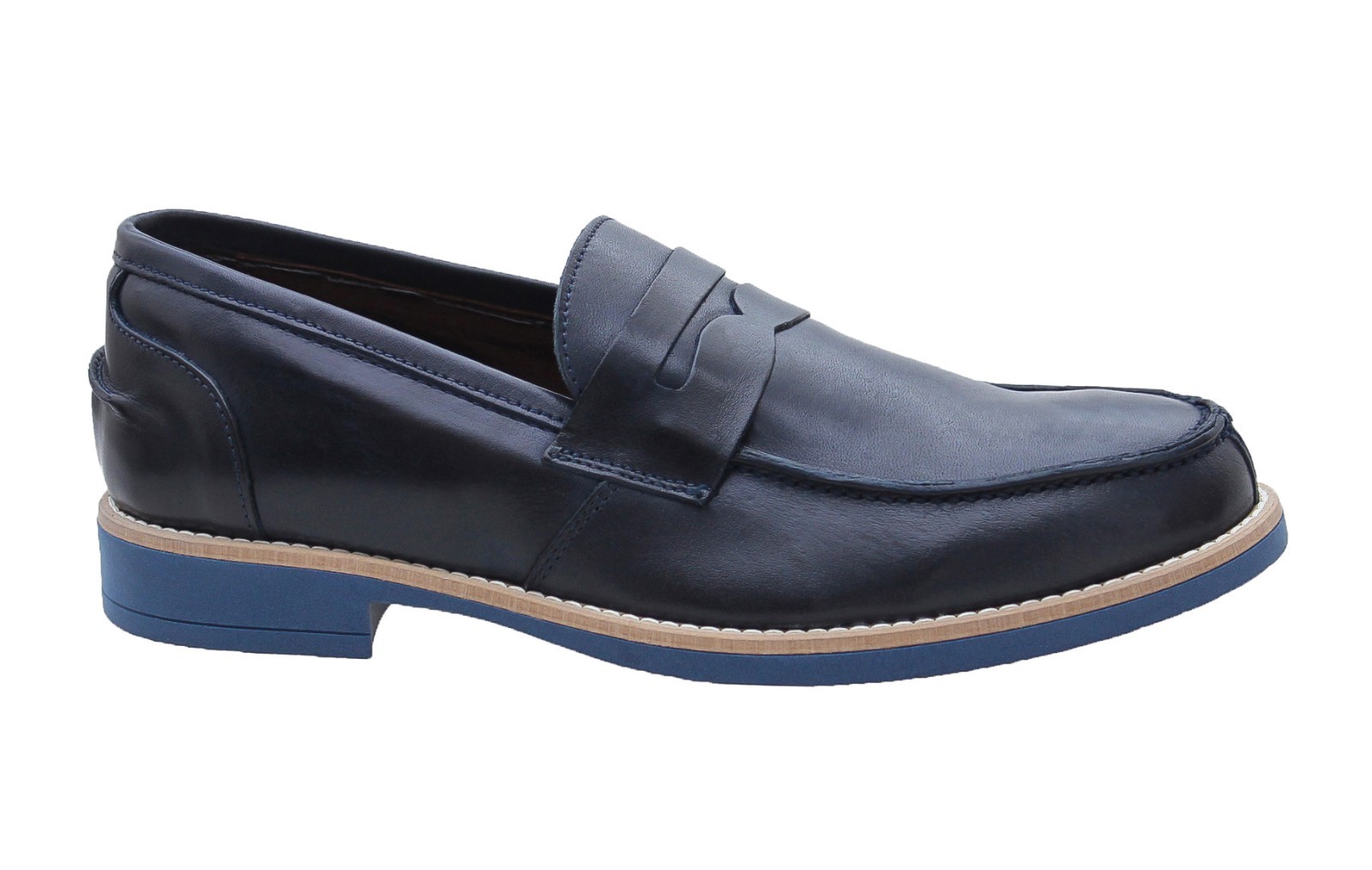 Scarpe mocassini uomo Class blu scuro Oxford eleganti superlight in vera pelle