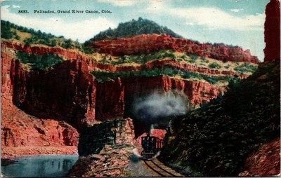 Grand River Canon CO, Palisades, Railroad, Colorado Postcard UNPOSTED