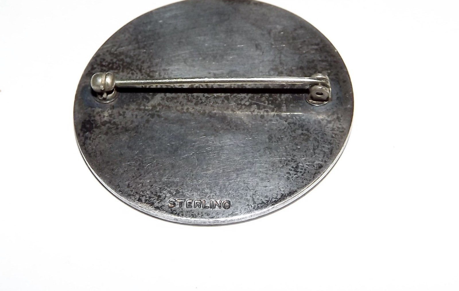 Sterling Silver Inlay Turquoise Brooch, Modernist Stunning Jo Jp Pin Native look