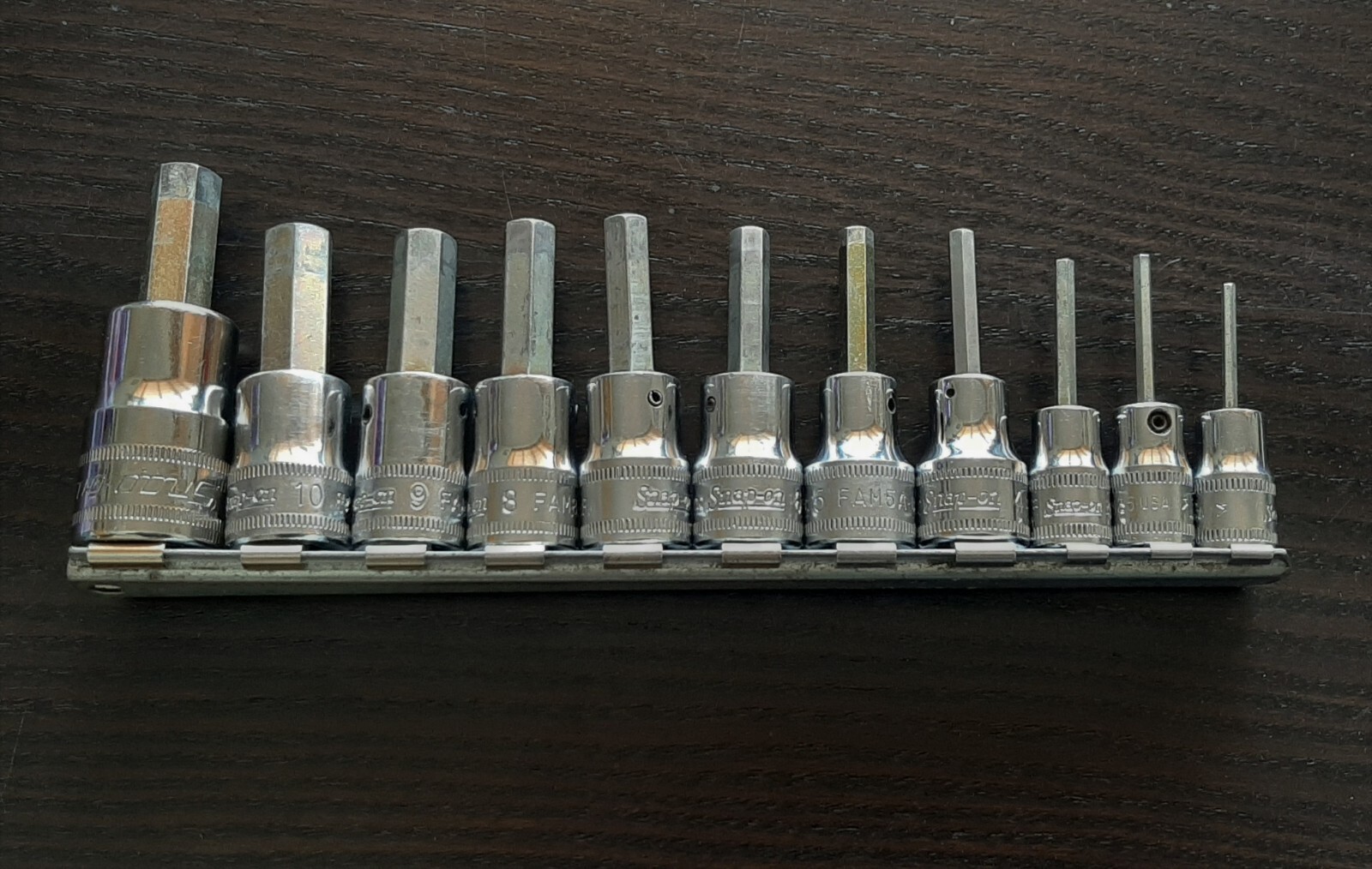 Lot 11 Metric Hex Bit Socket Snap On Tool 210eftamy 3/8" Set W 1/2 Drive 10mm Used for sale in