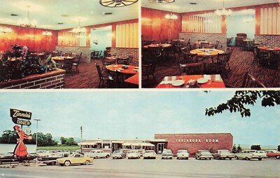 Postcard Zimmie's Diner Mifflintown Pennsylvania Zimmies Tuscarora Room Old Cars