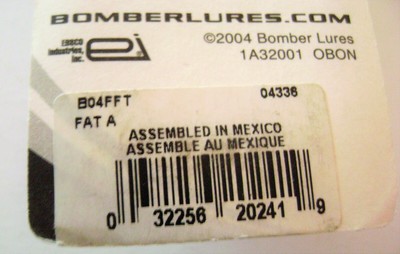 VINTAGE BOMBER FAT A LURE MADE IN MEXICO FIRETIGER COLOR B04FFT