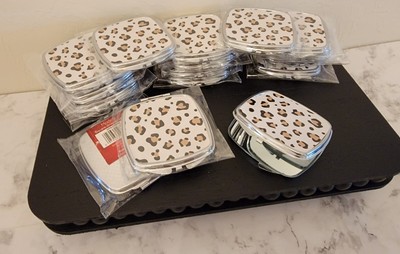 LOT of 15 Travel Compact Duo Mirror Square Cheetah Print